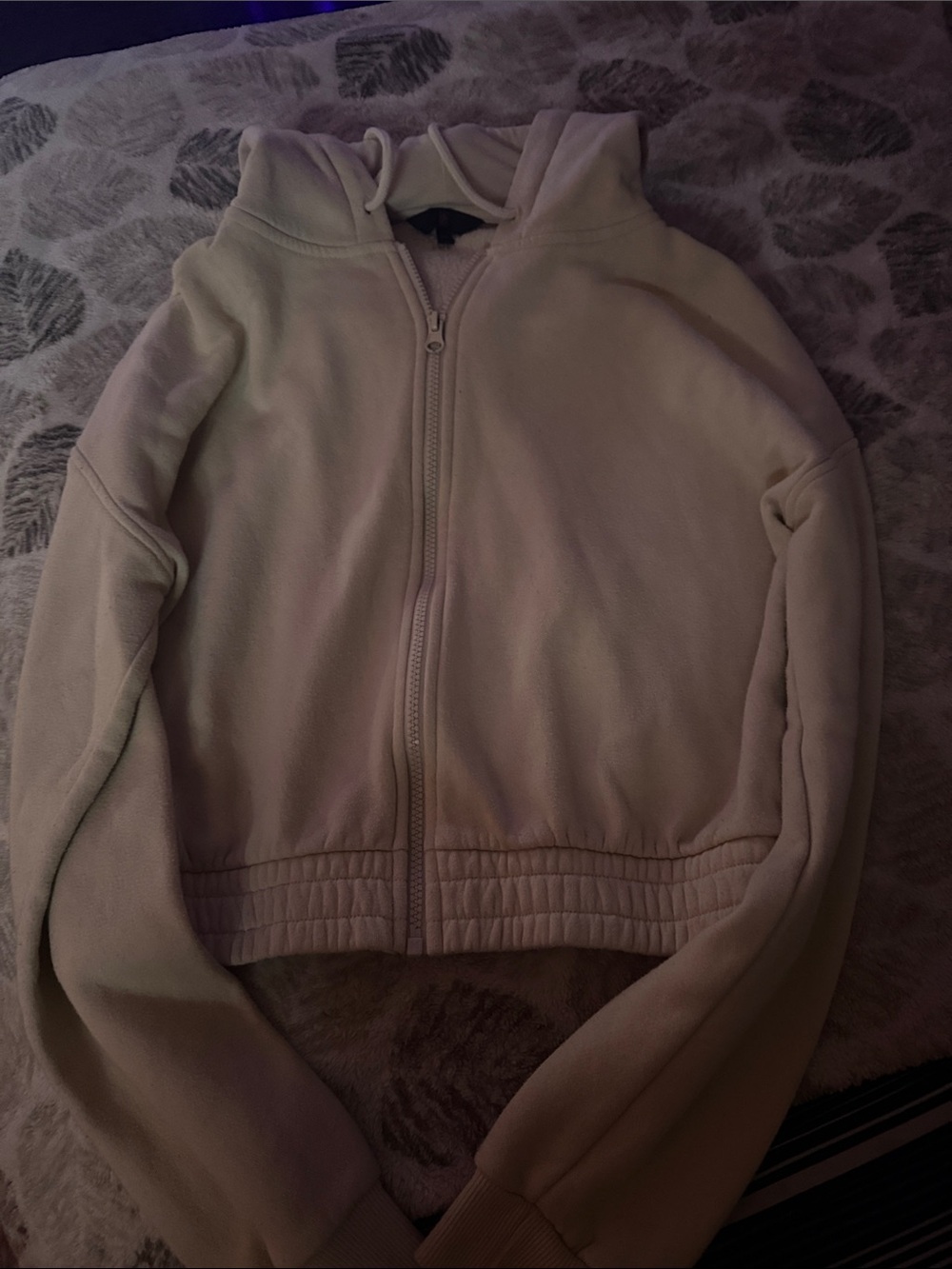 H&M Cream Hooded Zip Bomber Jacket